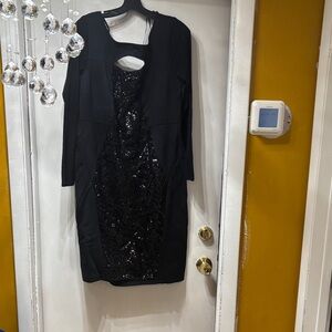 Lane Bryant Black Sequin Long Sleeve Dress
